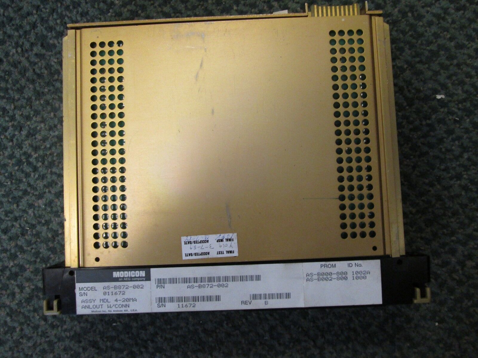 Modicon Analog Output AS-B872-002 4-20MA Used