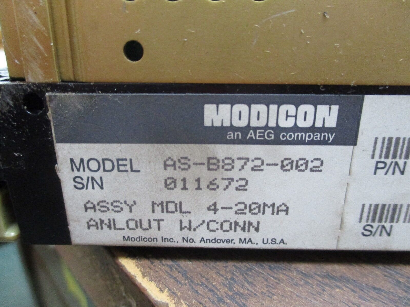 Modicon Analog Output AS-B872-002 4-20MA Used