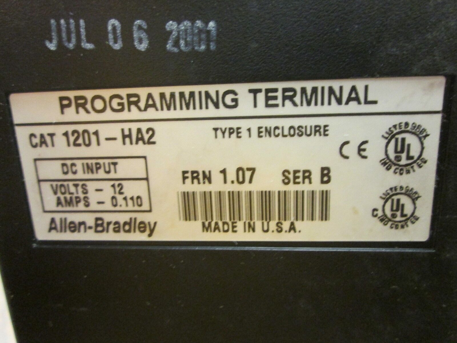 Allen-Bradley Programming Terminal 1201-HA2 12V 0.110A Used