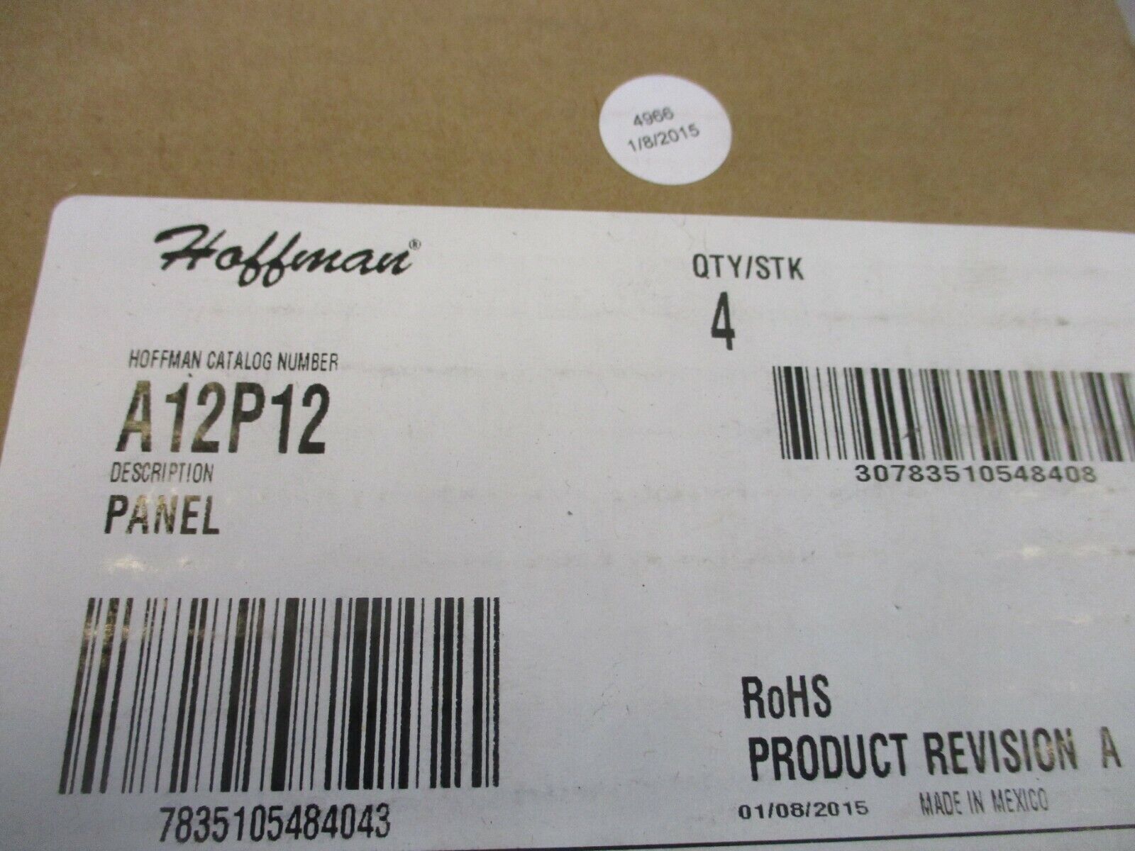 Hoffman Backplate A12P12 For 12x12" Box White Enamel *Box of 2* New Surplus