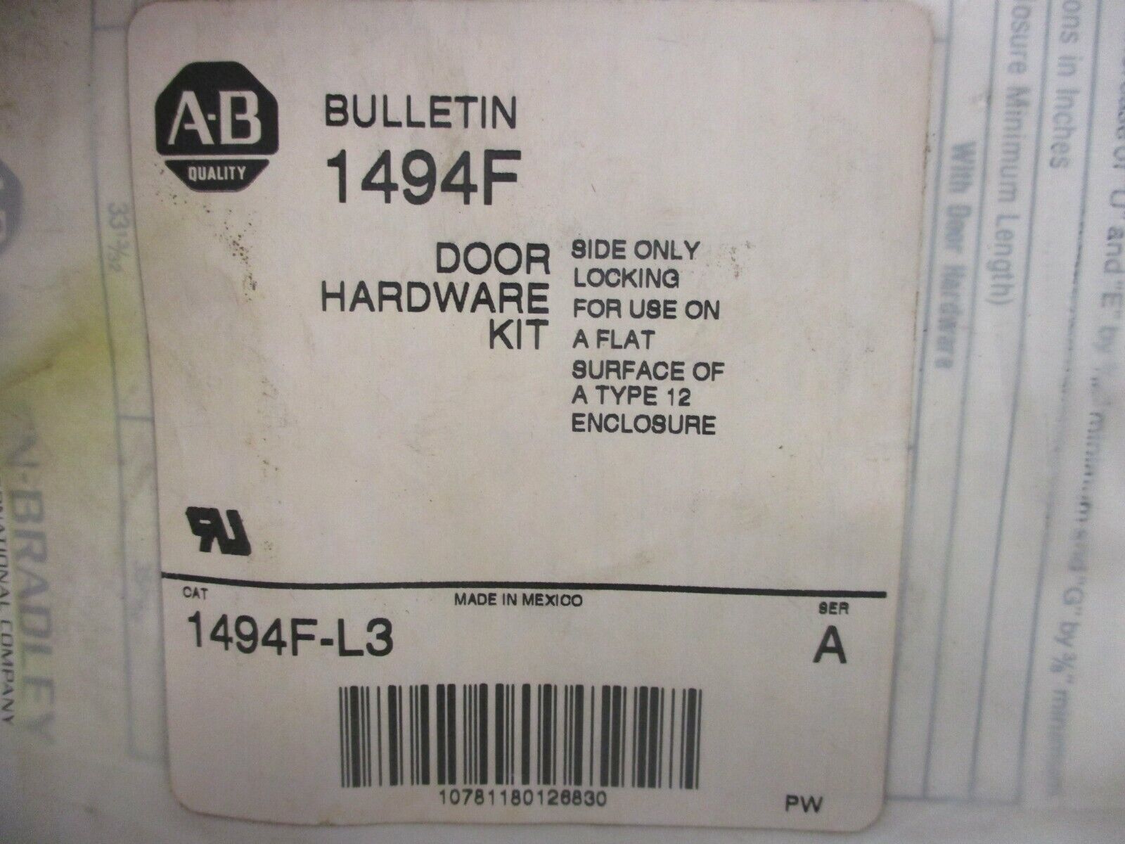 Allen-Bradley Door Hardware Kit 1494F-L3 Ser. A Locking *Side Only* New Surplus
