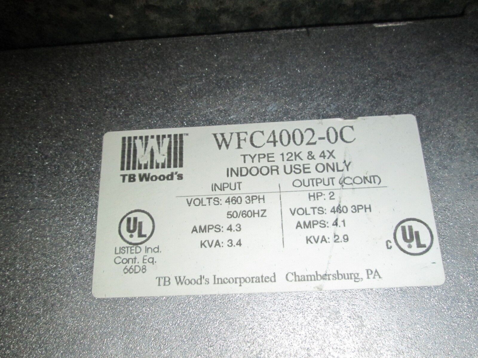 TB Wood's AC Drive WFC4002-0C 2HP Used
