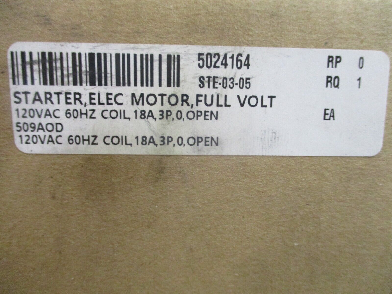 Allen-Bradley Size 0 Starter 509-A0D Ser. 1 120V Coil New Surplus