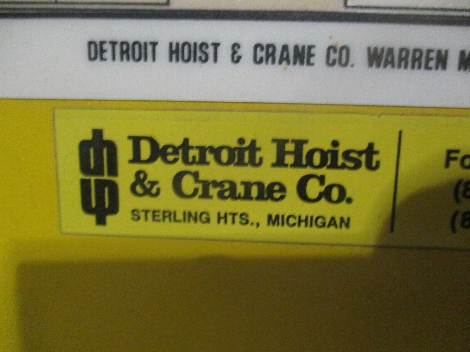 Detroit Hoist & Crane Co. 3-Ton Hoist 460V 4.8A 3Ph 60Hz Used
