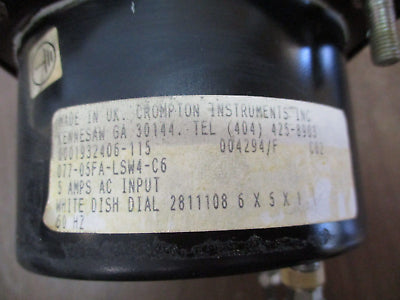 Crompton AC Ammeter 077-05FA-LSW4-C6 Range: 0-3000A Used