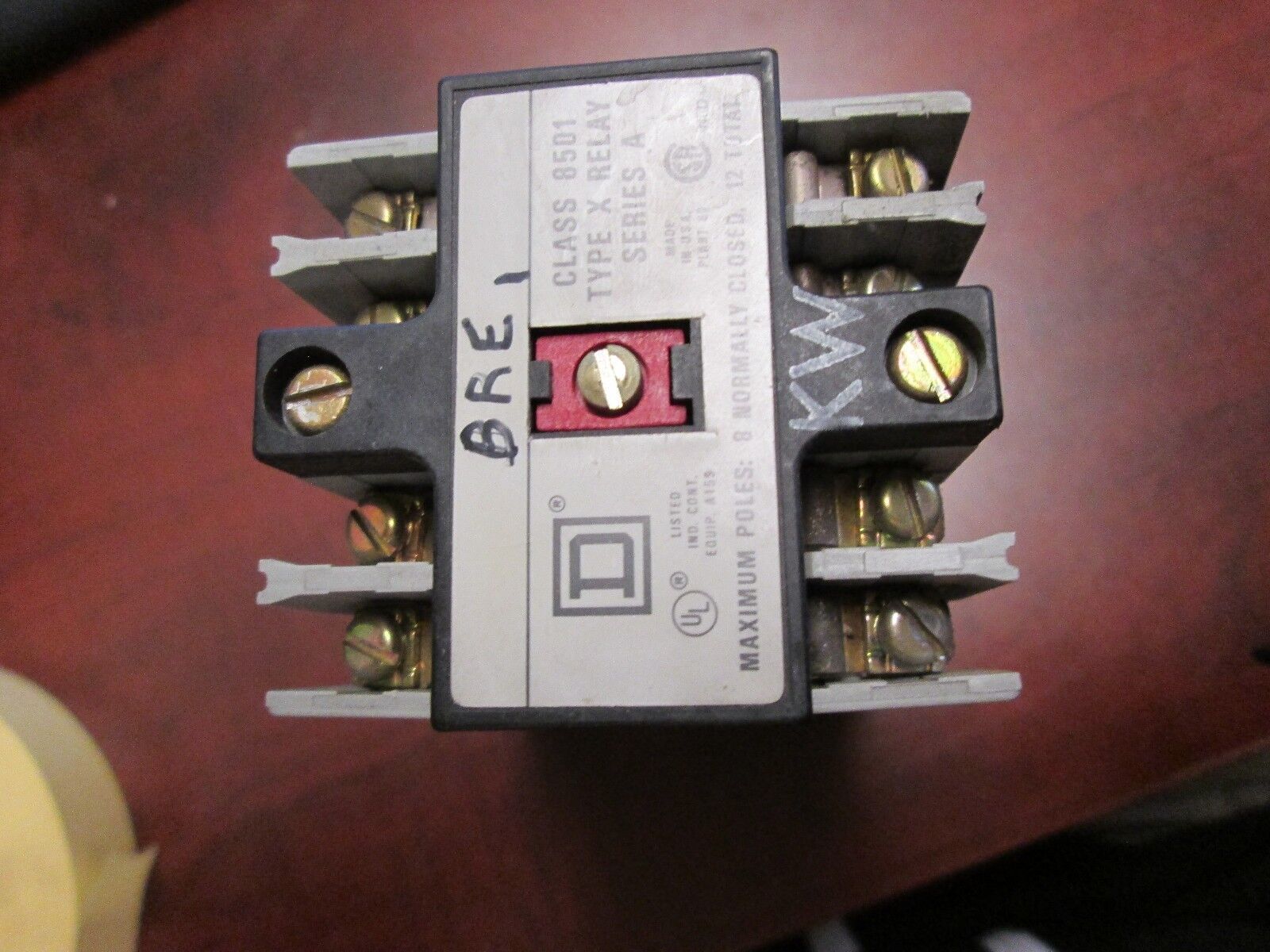 Square D Control Relay, 8501 XB-40, X040 Base, 12 Terminal, 120V Coil, Used