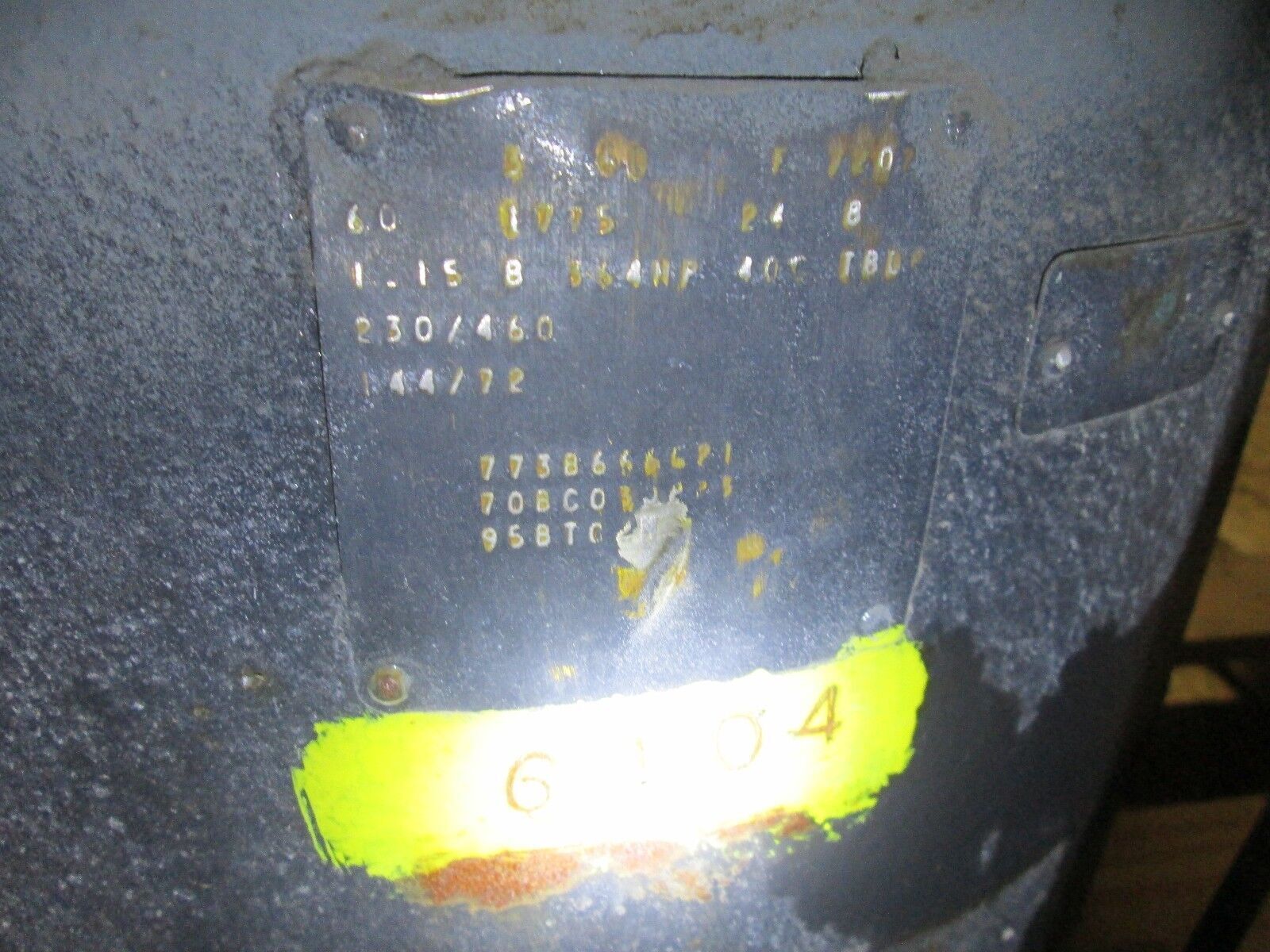 Motor 60HP 1775RPM 364NP Frame TBD Enclosure 230/460V 144/72A Used