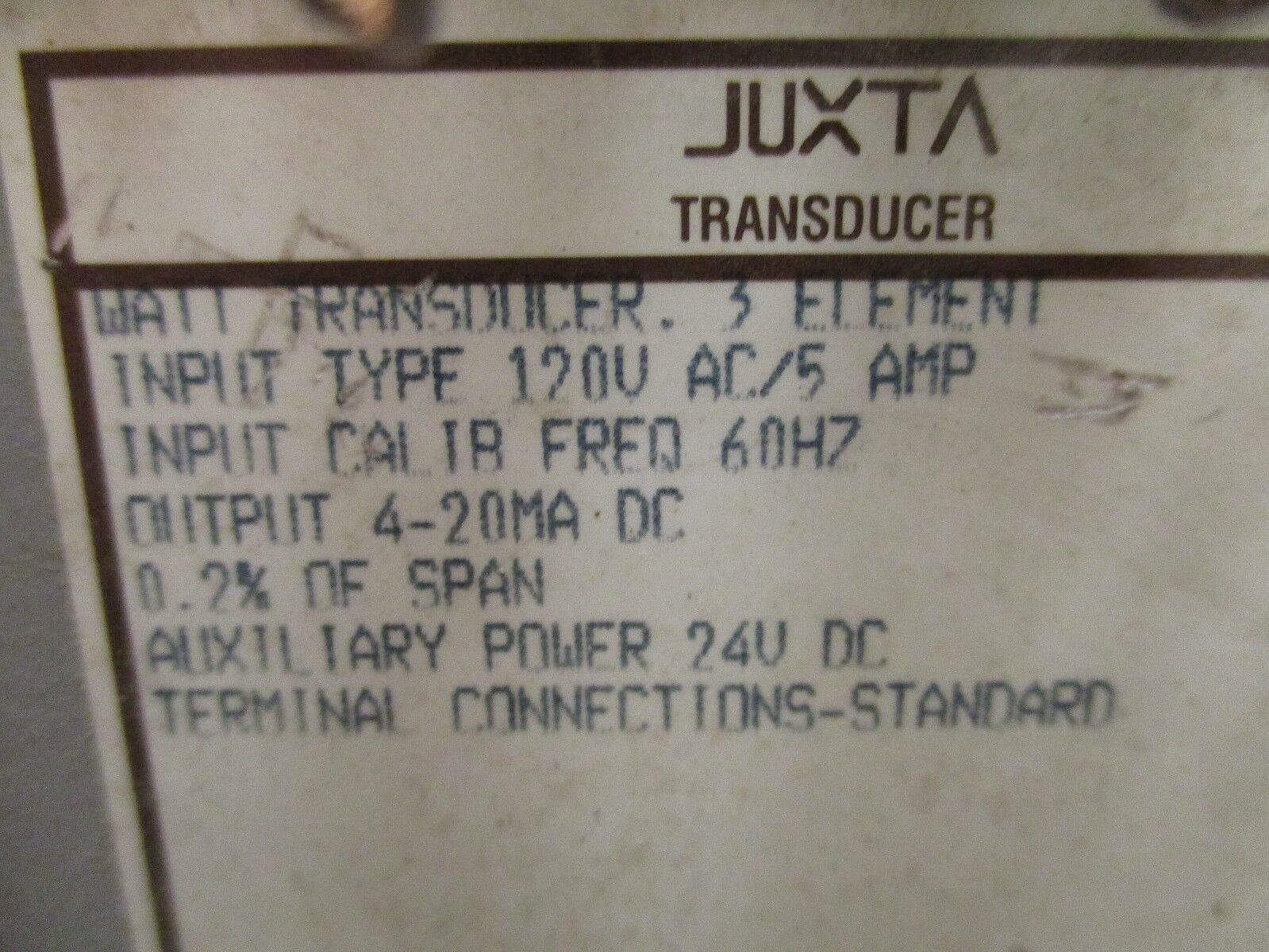 Yokogawa JUXTA Watt Transducer 248954-540-AHD-3-0 3Ph 4W 2-1/2 Element Used