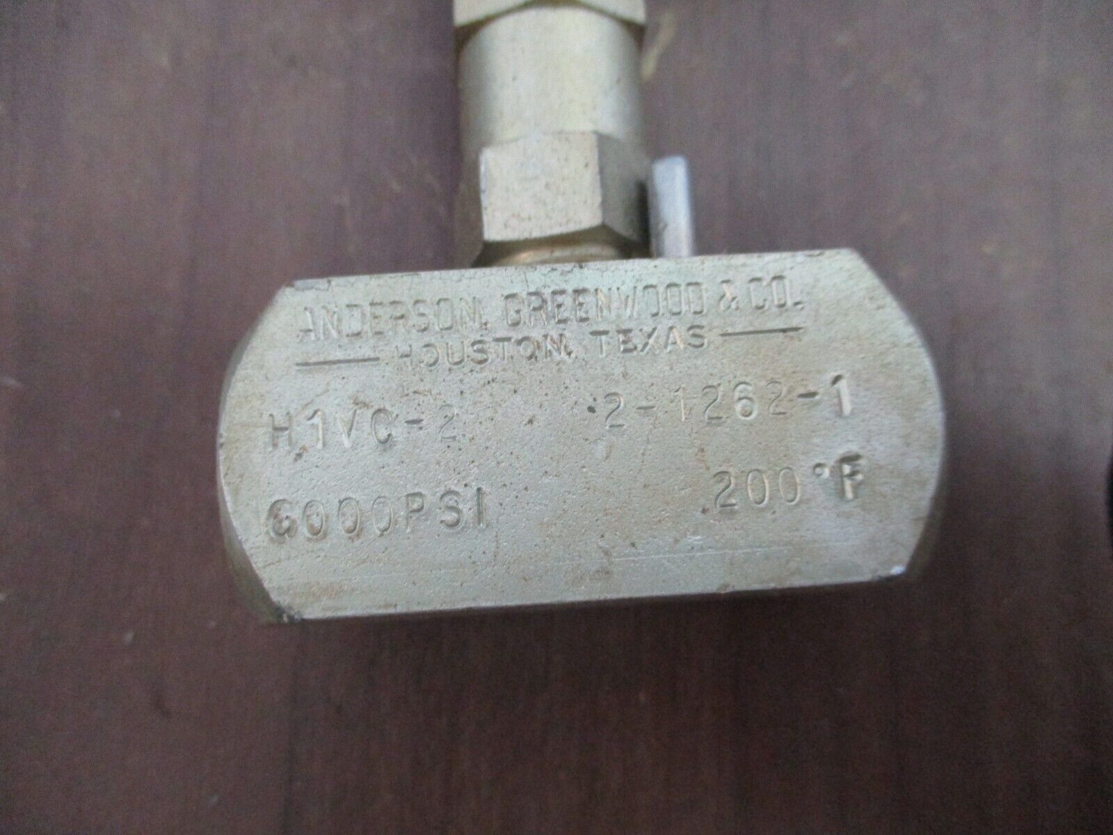 Anderson Greenwood H1VC-2 Needle Valve 2-1262-1 6000PSI 200°F Used