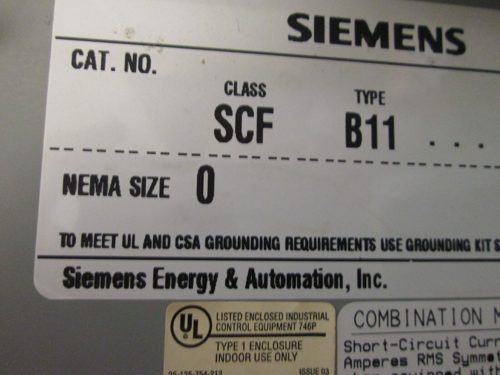 Siemens Fusible Combination SXL BO Size 0 24V Coil 18A 600V Used