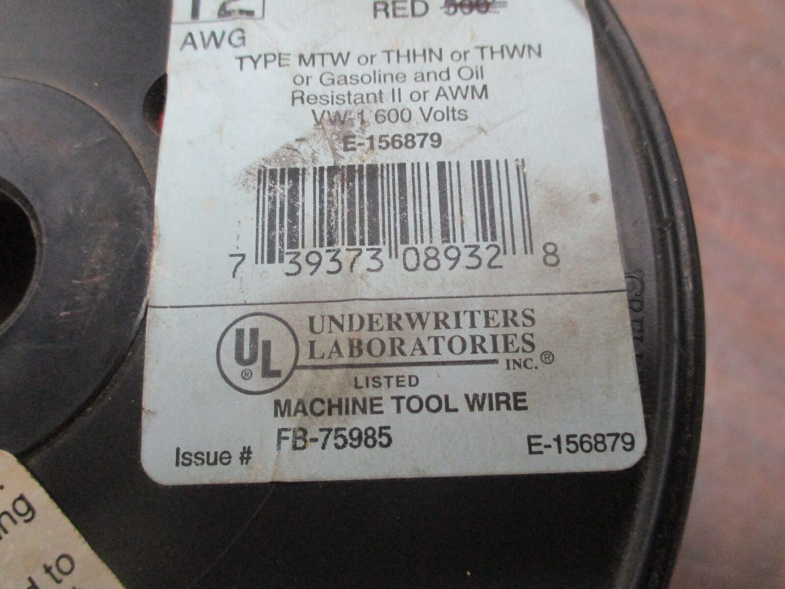 Misc. Brand 12 AWG Wire E-156879 Red Approx, Length: 117 ft New Surplus