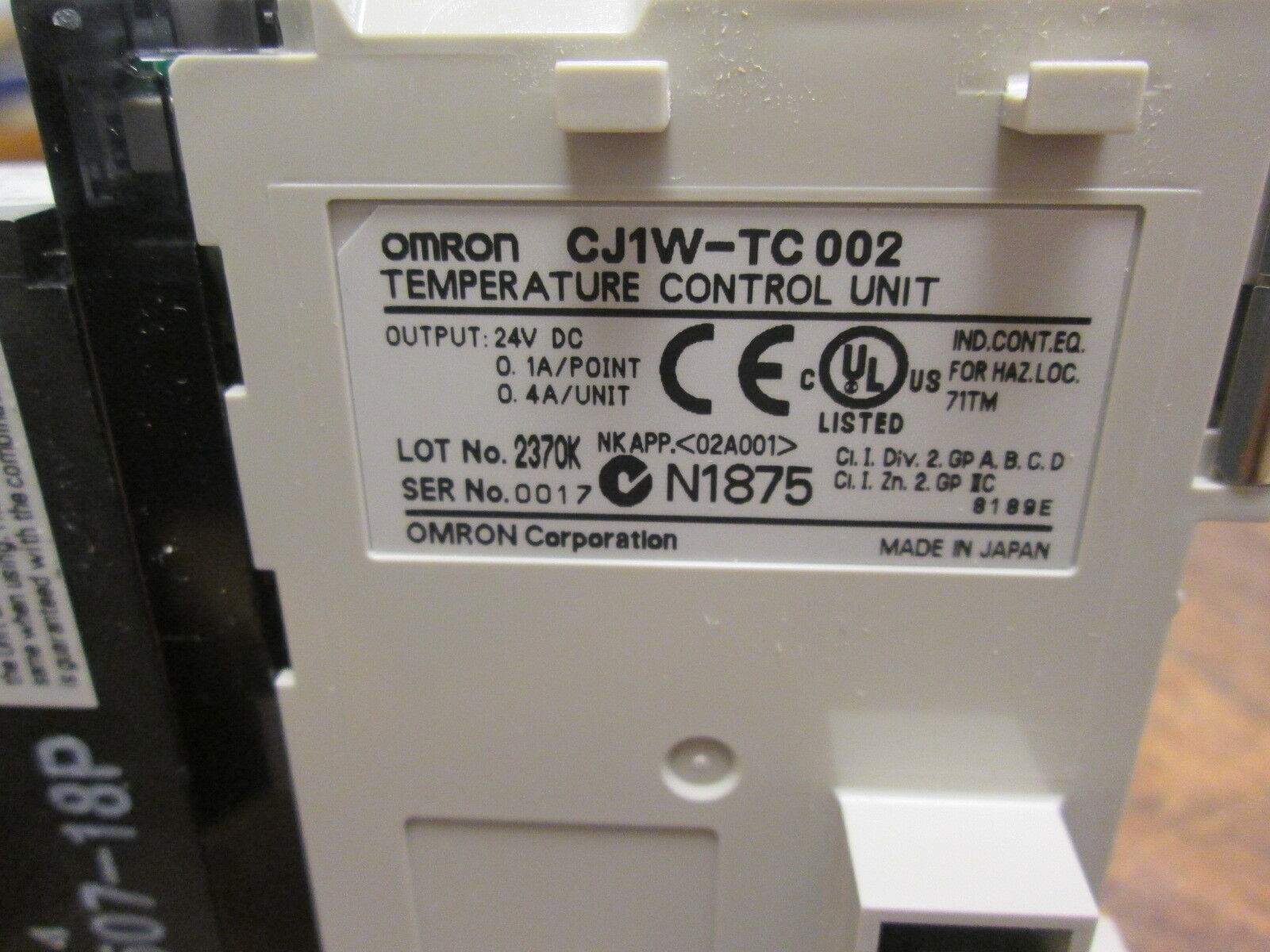 Omron Temperature Control Unit CJ1W-TC 002 Used