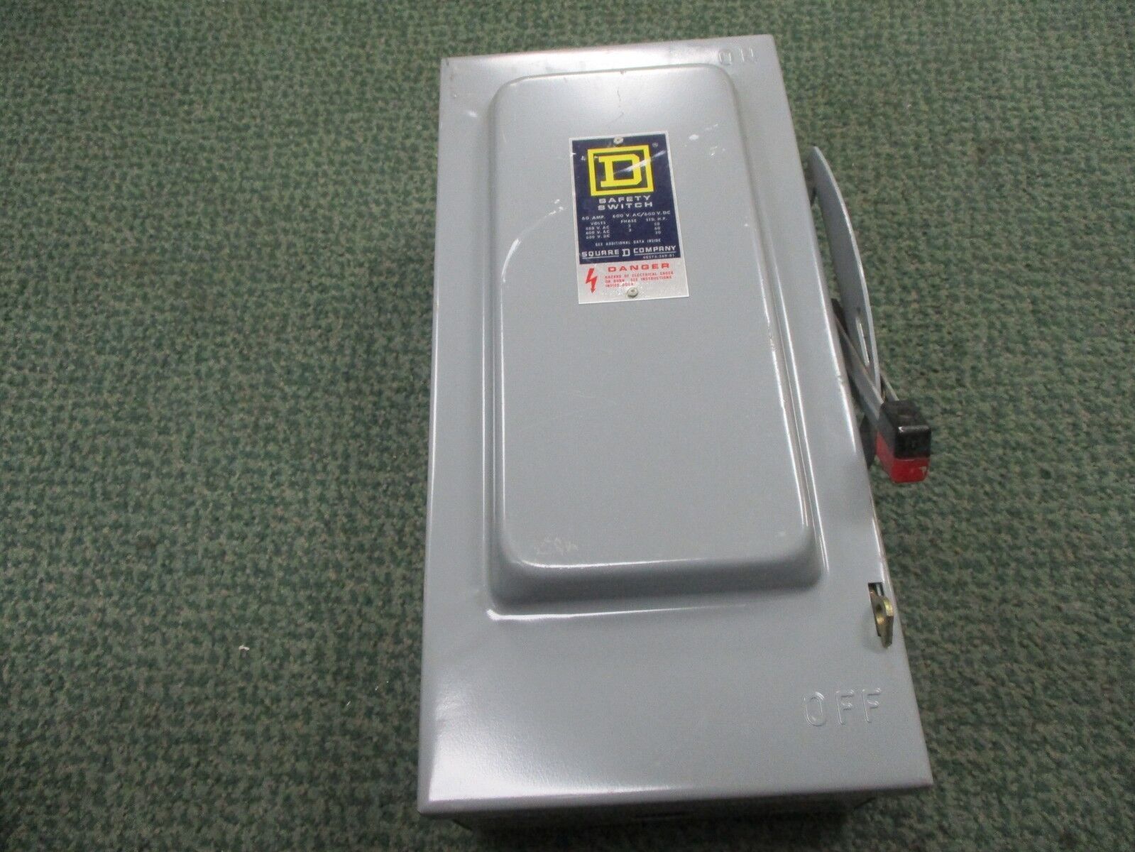 Square D NonFusible Safety Switch HU362 60A 600V 3P Nema 1 Enclosure Used