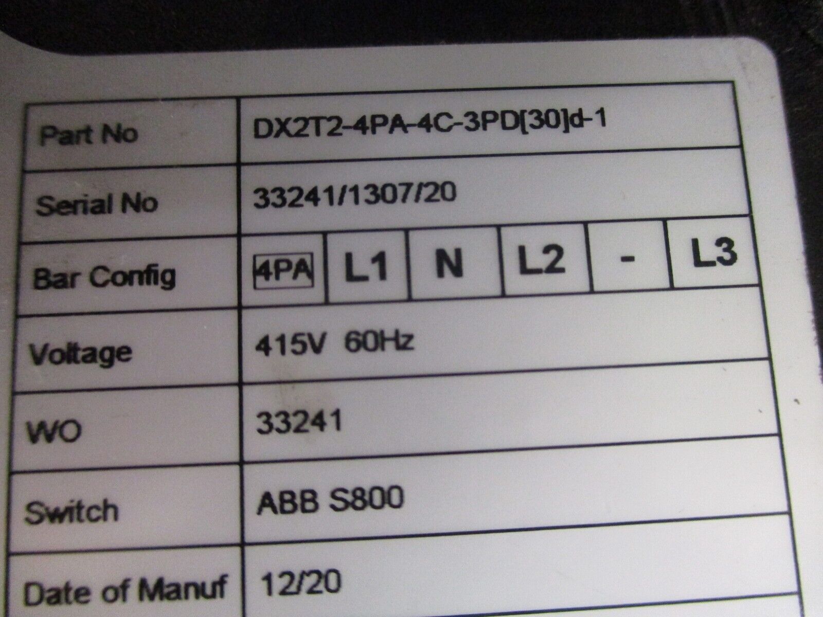 Anord Mardix Databar Tap-Off DX2T2-4PA-4C-3PD(30)d-1 30A 415V 60Hz Used
