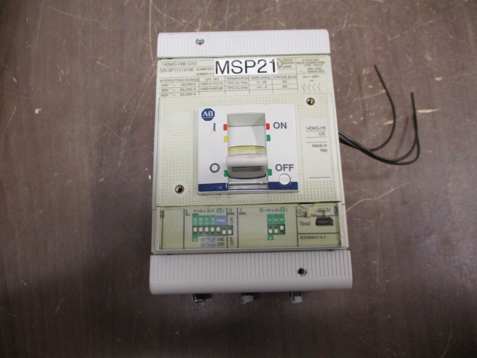 Allen-Bradley Motor Protector 140MG-H8E-D10 100A 600V 50/60Hz Used