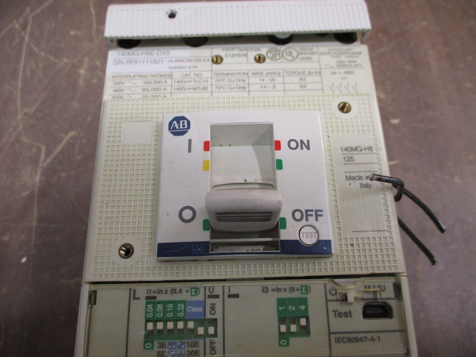 Allen-Bradley Motor Protector 140MG-H8E-D10 100A 600V 50/60Hz Used