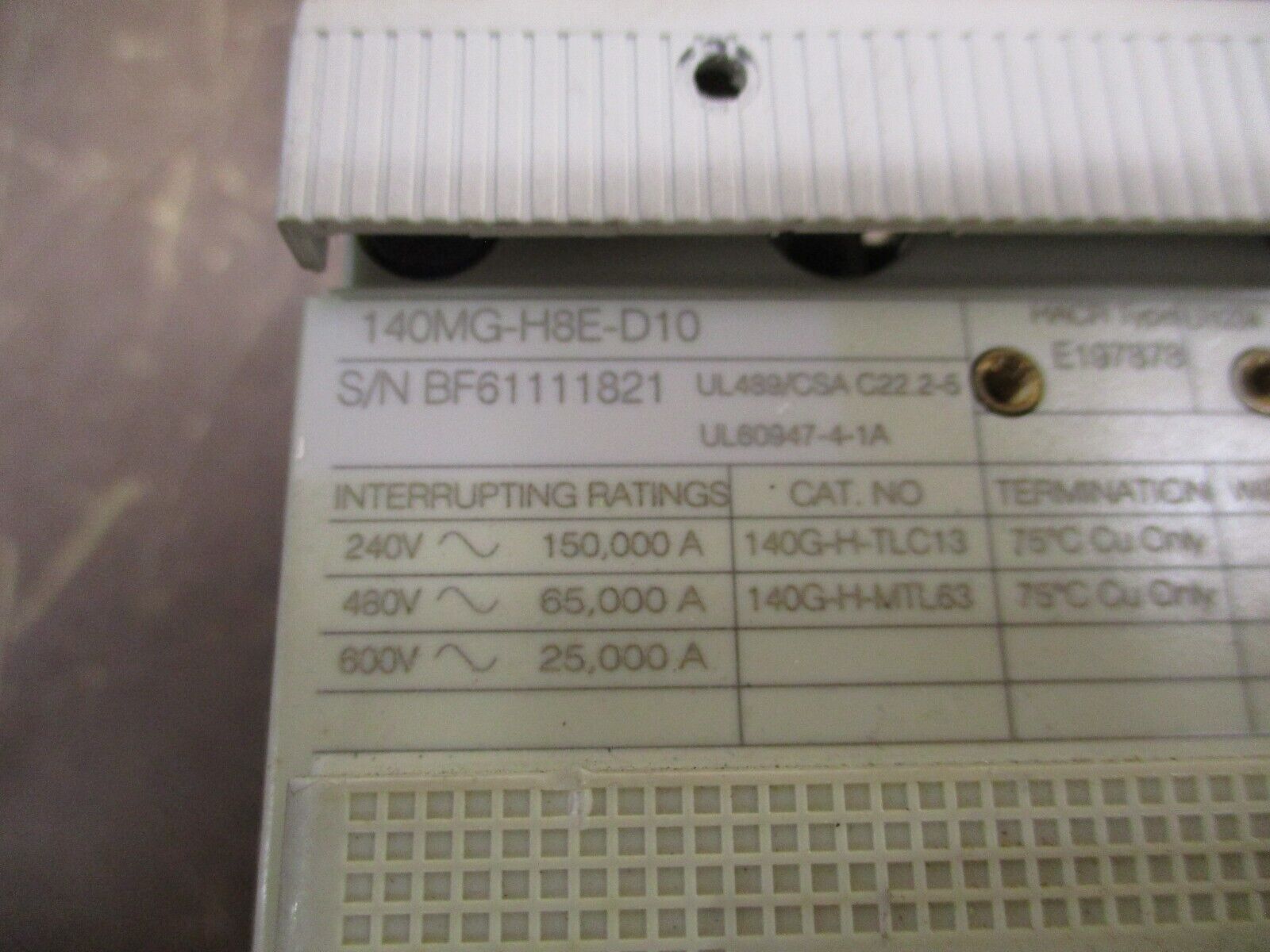 Allen-Bradley Motor Protector 140MG-H8E-D10 100A 600V 50/60Hz Used