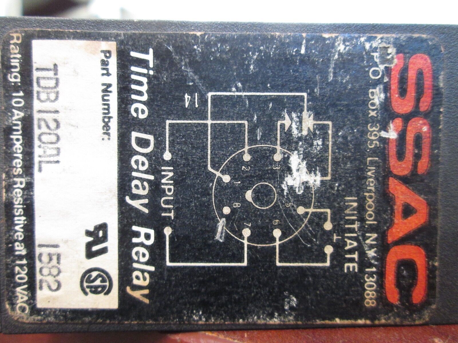 SSAC Time Delay Relay TDB120AL 120VAC 10A Used