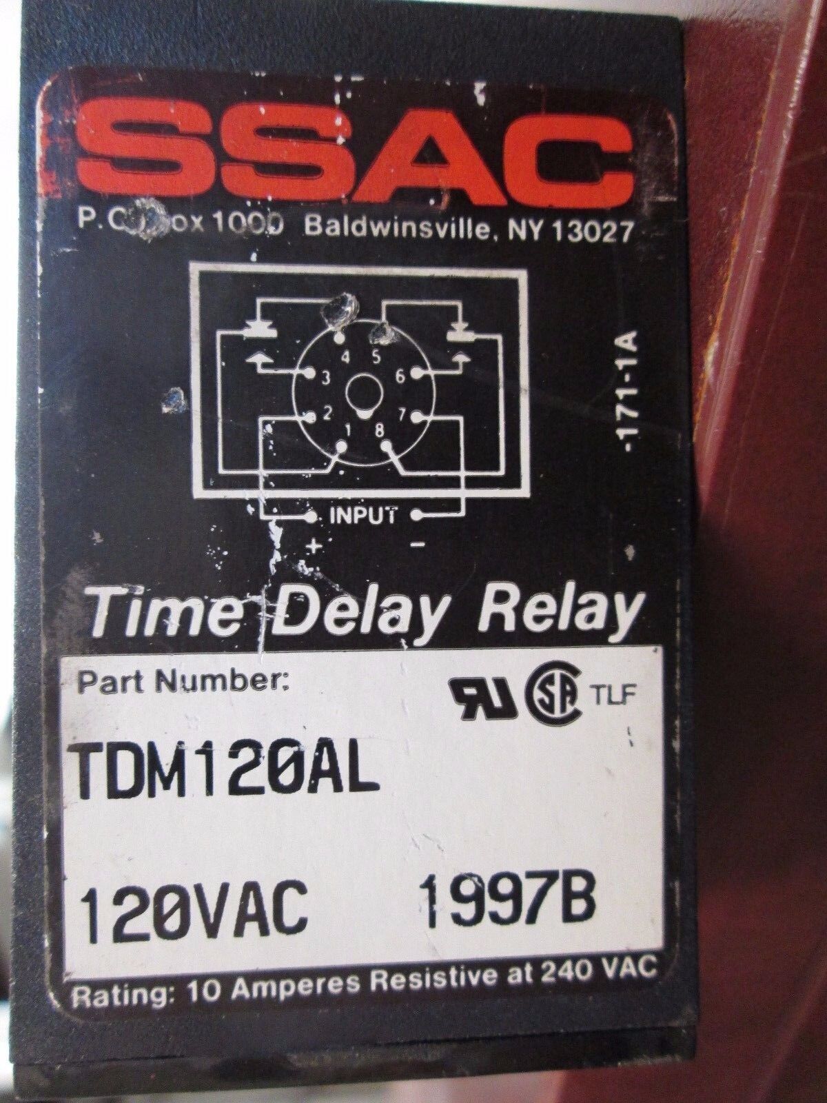 SSAC Time Delay Relay TDM120AL 120VAC 10A Used