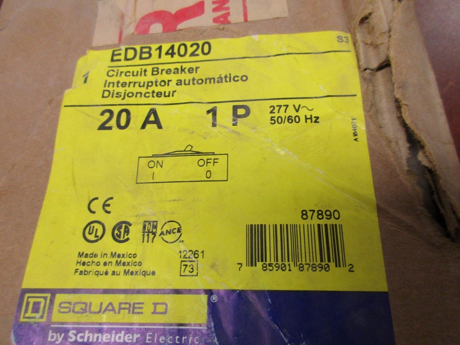 Square D Circuit Breaker EDB14020 20A 277V 1P New Surplus