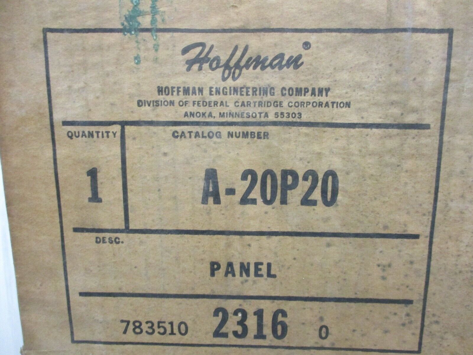 Hoffman Backplate A-20P20 Size: 17x17" New Surplus *Some Shelf Wear*