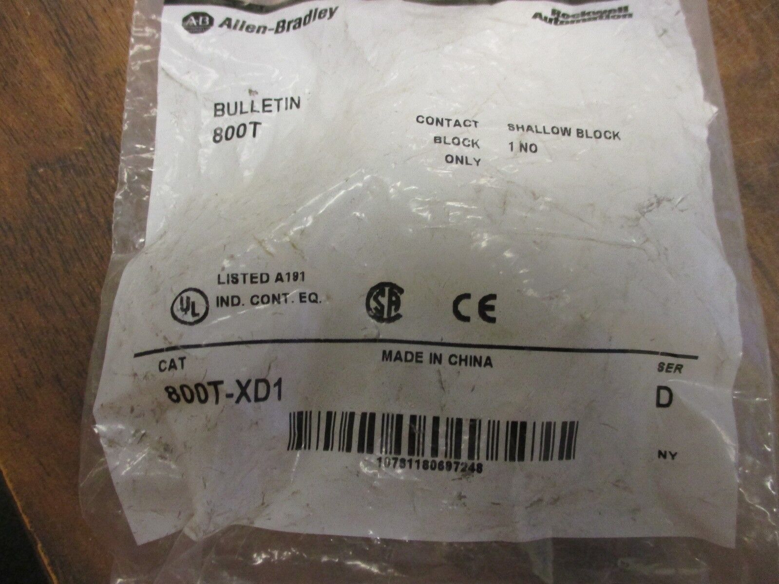 Allen-Bradley Shallow Contact Block 800T-XD1 Ser D *Lot of 3* New Surplus
