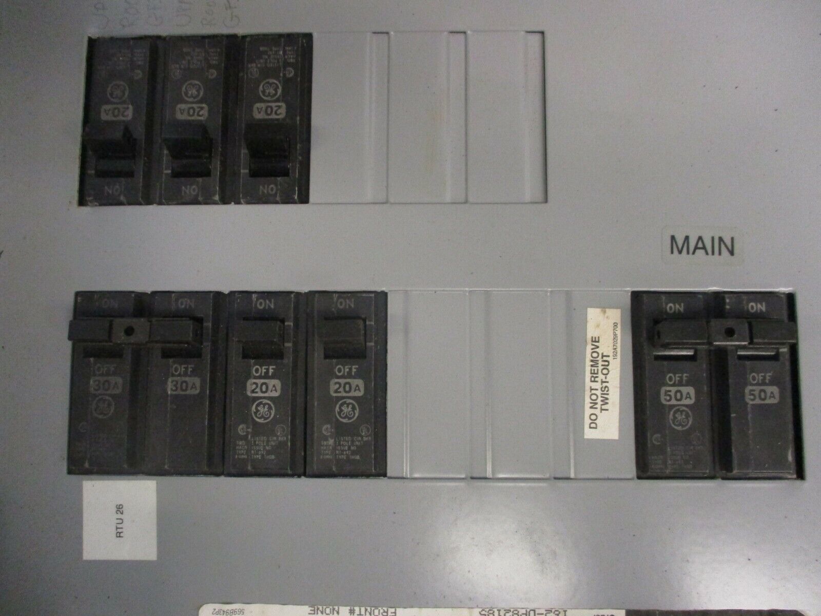 GE A-Series Panelboard AQF1121ABX AXB7 125A Max 120/240V 1Ph 3W Type 3R/12 Used