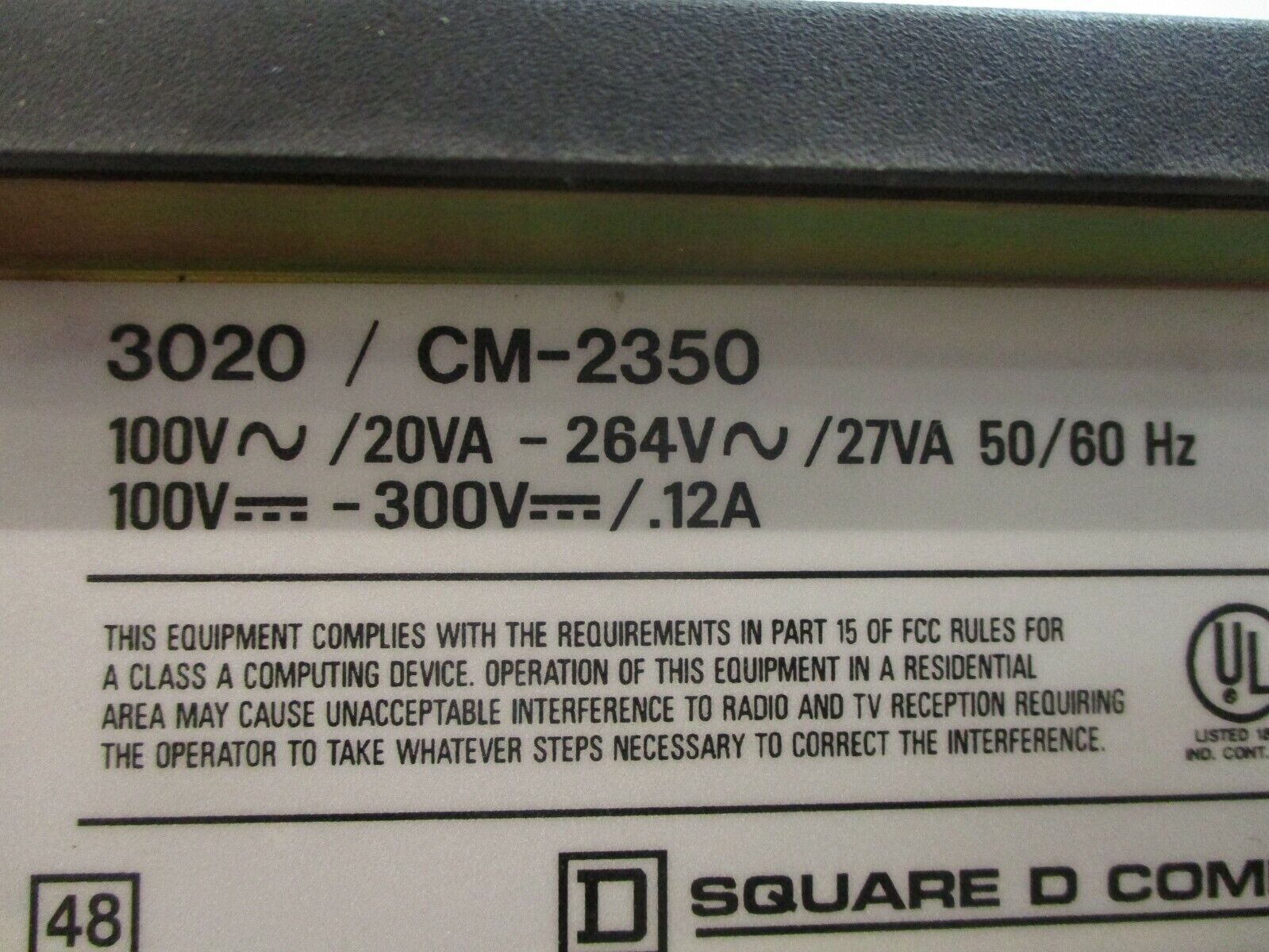 Square D PowerLogic Circuit Monitor 3020 CM-2350 w/ 3020 IOM-11 Module, Used
