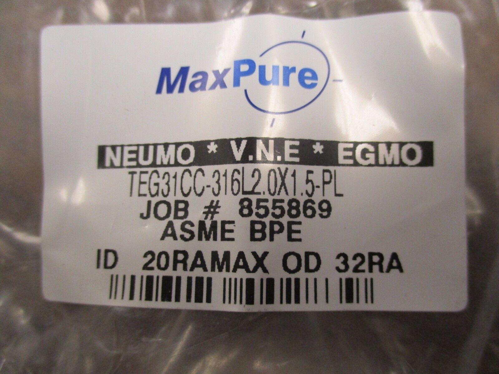 MaxPure Stainless Steel Reducer TEG31CC-316L2.0X1.5-PL Size: 2" to 1.5" New Surp