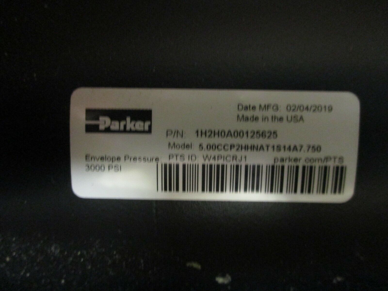 Parker Hydraulic Cylinder 1H2H0A00125625 3000PSI Model: 5.00CCP2HHNATIS14A7.750