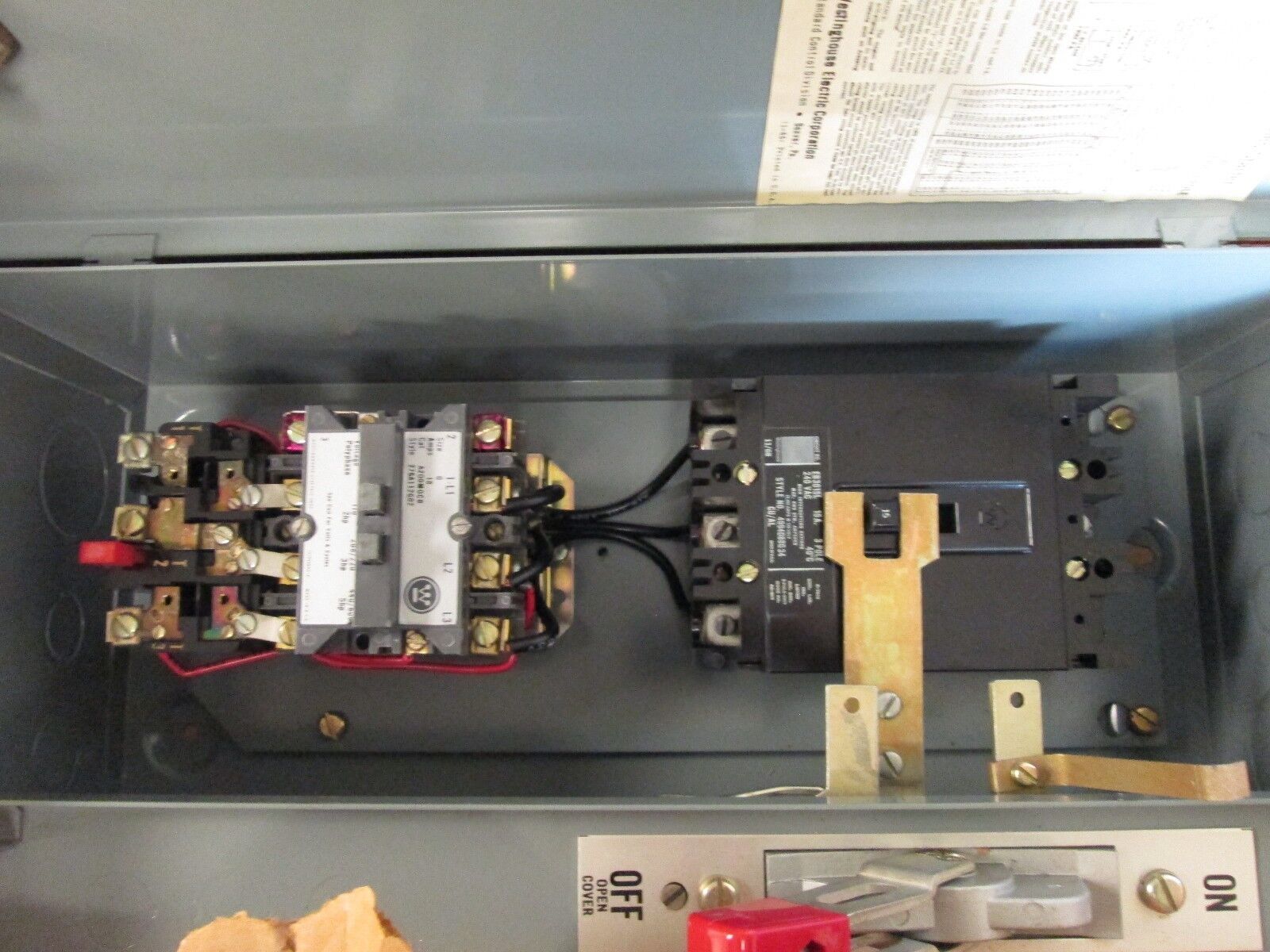 Westinghouse Circuit Breaker Combination A206SOBAB Size 0 15A 3Ph 208/220V Coil
