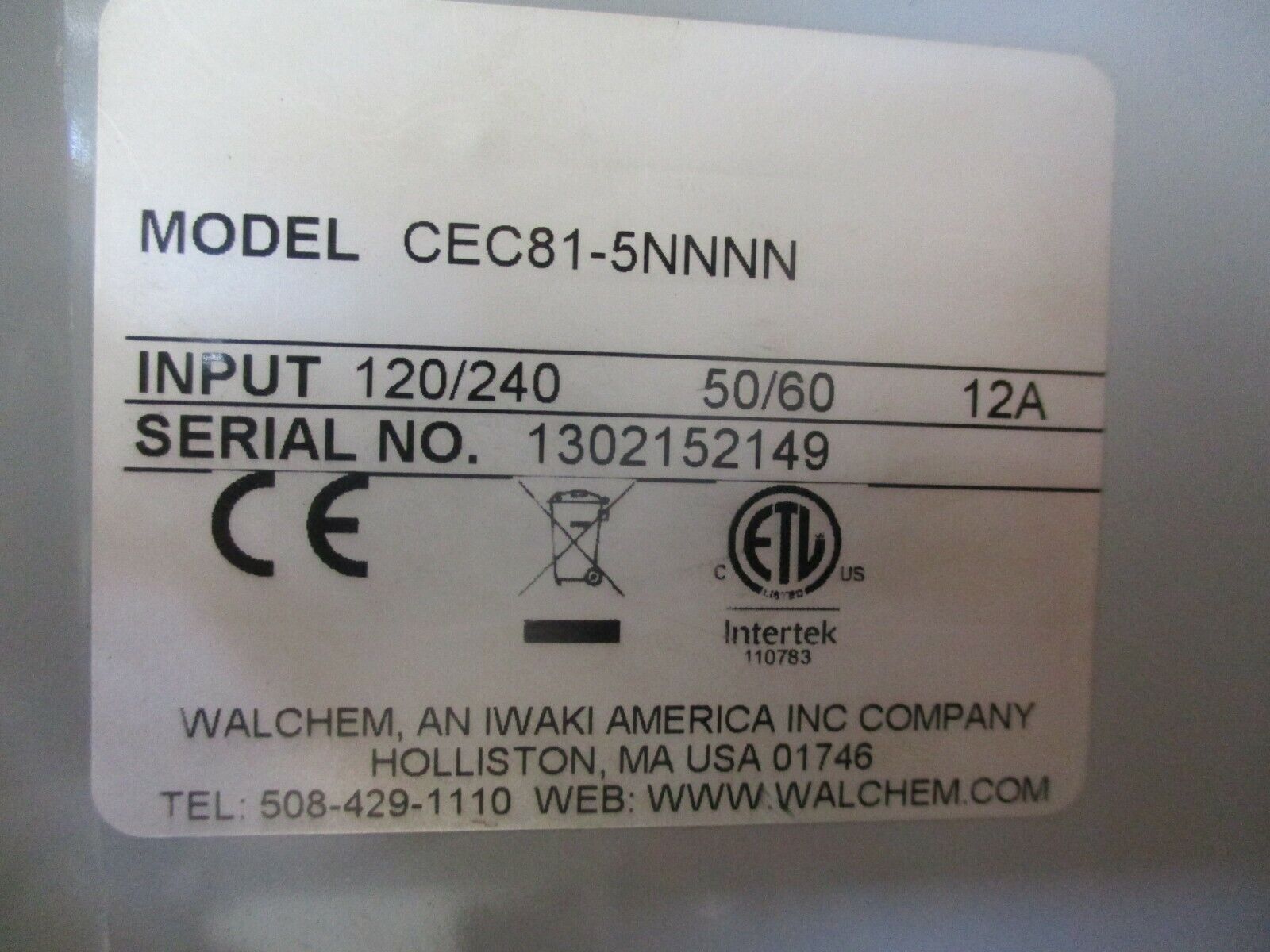 Walchem eController Plus Water Treatment Controller CEC81-5NNNN 120/240V 50/60Hz