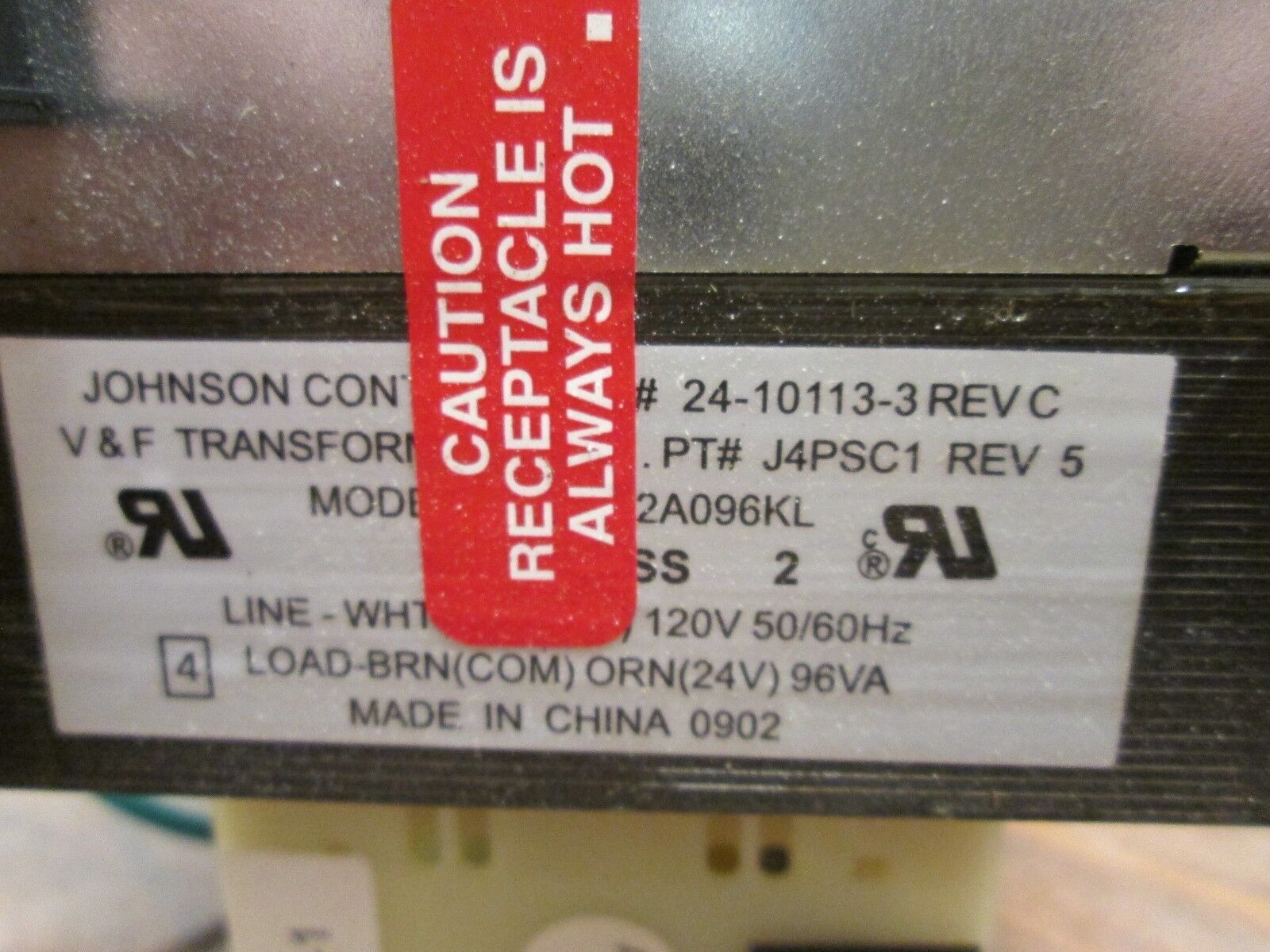 Johnson Controls V&F Transformer 24-10113-3 120V 50/60Hz Used