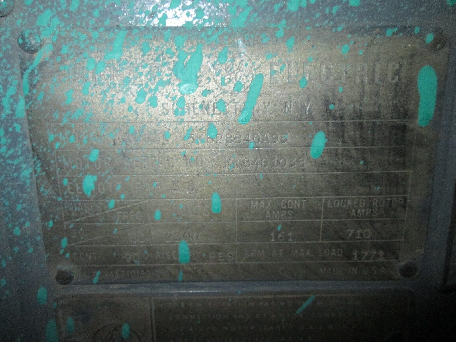 GE Motor 5K828840A95 Aprox 450HP 1800 RPM's 2300V 161A Used