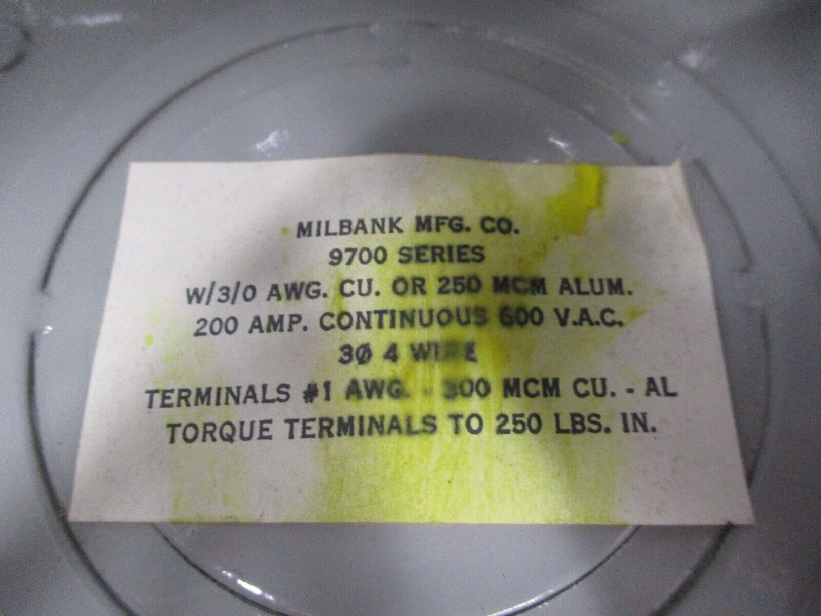 Milbank Meter Socket 9700 200A 600V 3Ph 4W 3R Enclosure Used