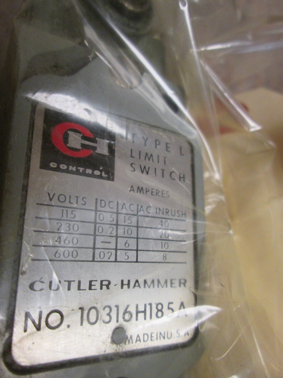 Cutler-Hammer Type L Limit Switch 10316H185A Used