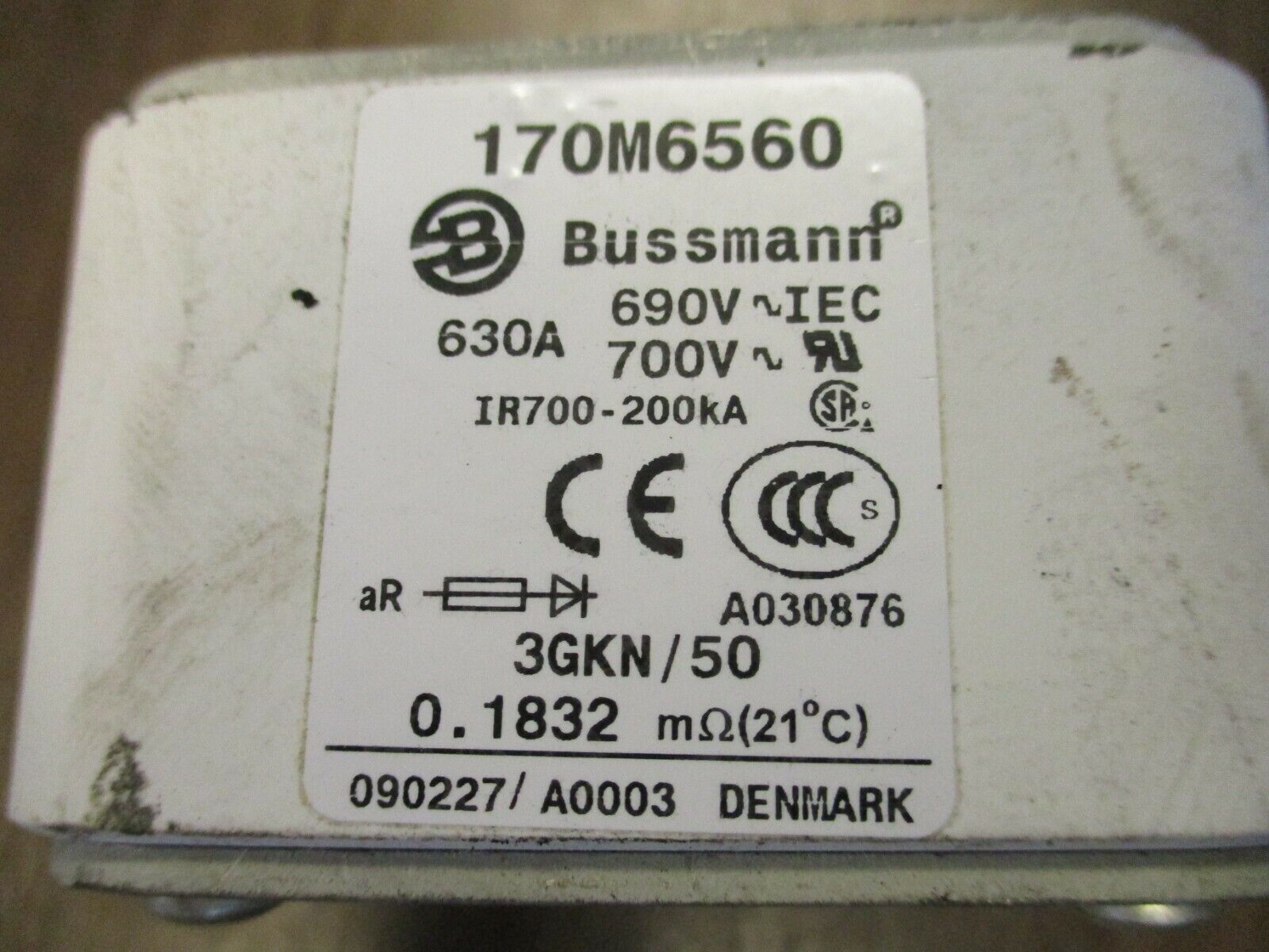 Bussmann Fuse 170M6560 630A 700V Used
