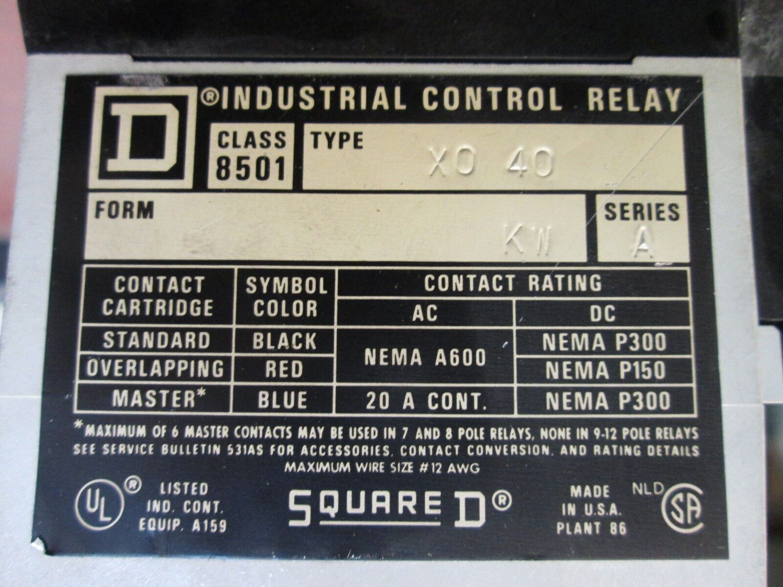 Square D Timing Relay 8501XTE2 Range: 5-180sec 120V Coil Used