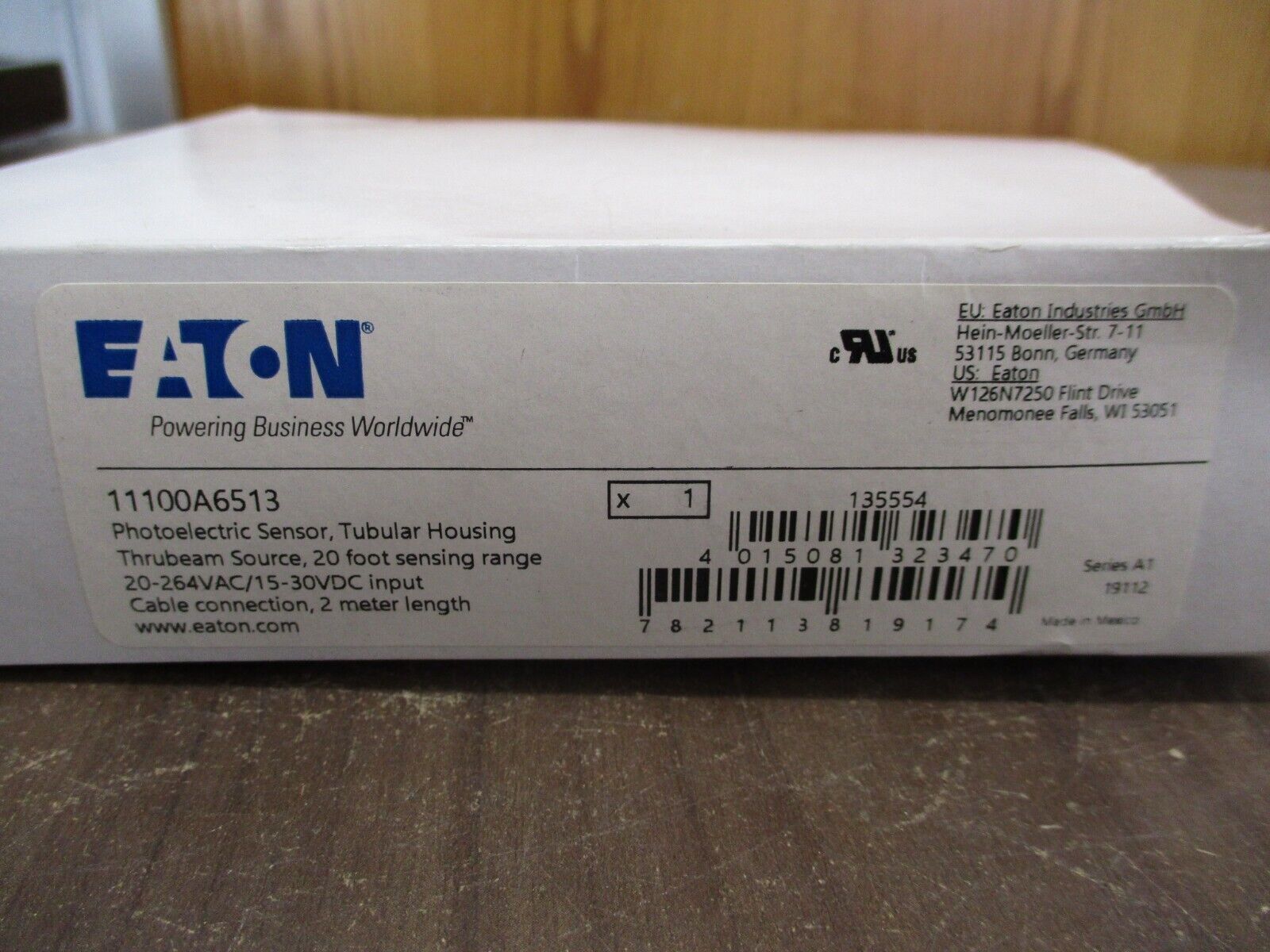 Eaton Photoelectric Sensor 11100A6513 Tubular Housing 2m Cable New Surplus