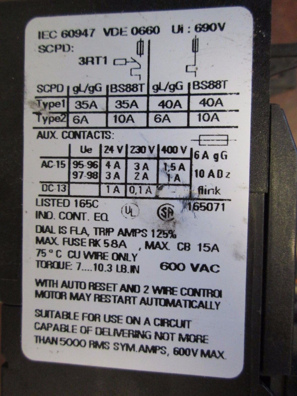 Siemens Solid State Overload Relay 3RU1116-1BB0 Range: 1.4-2A Used