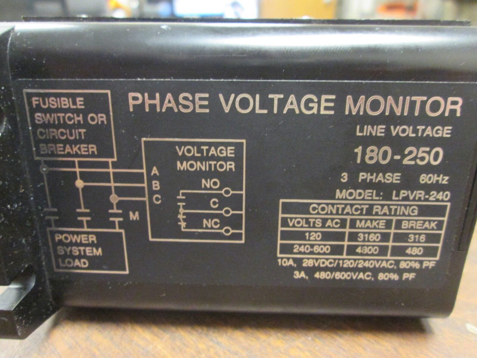 Kele Phase Voltage Monitor LPVR-240 Line: 180-250V 3Ph 60Hz Used