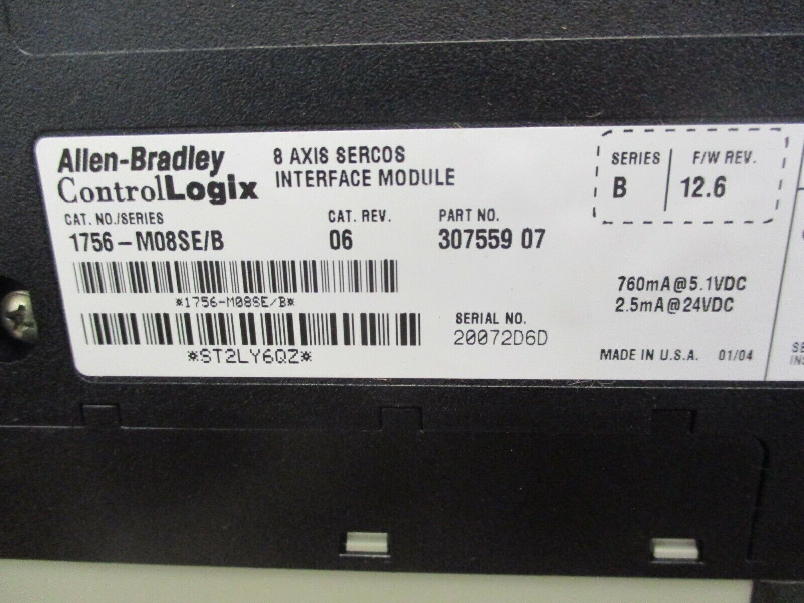 Allen-Bradley ControlLogix 8 Axis Sercos Interface Module 1756-M08SE/B Rev. 06
