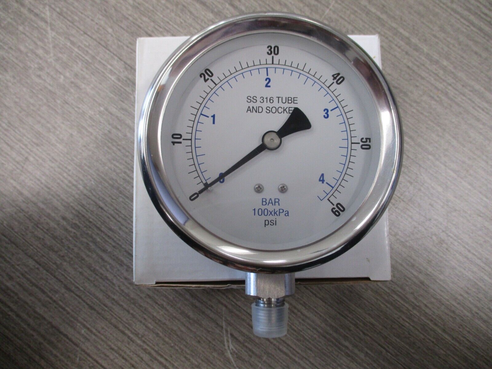 PIC Pressure Gauge 301L-404D 0-60 PSI 4" Dial 1/4" LM New Surplus