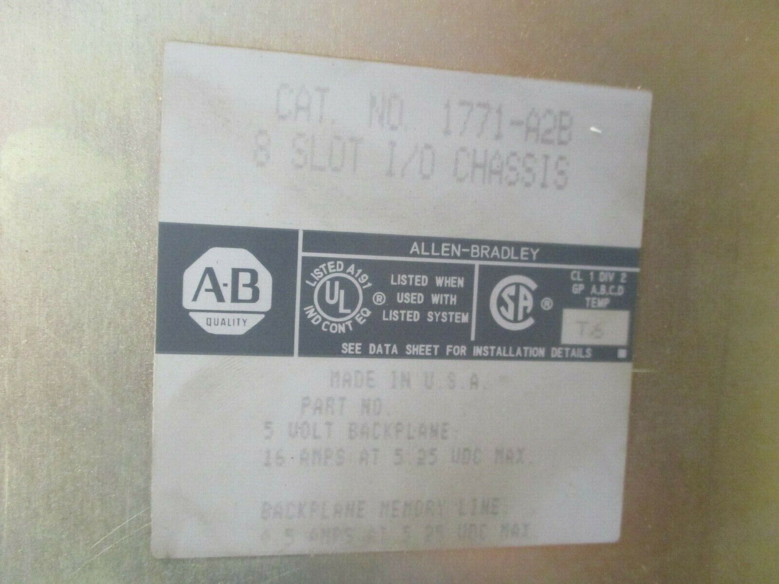 Allen-Bradley I/O Chassis 1771-A2B 8-Slot Used *Missing (1) Clip*