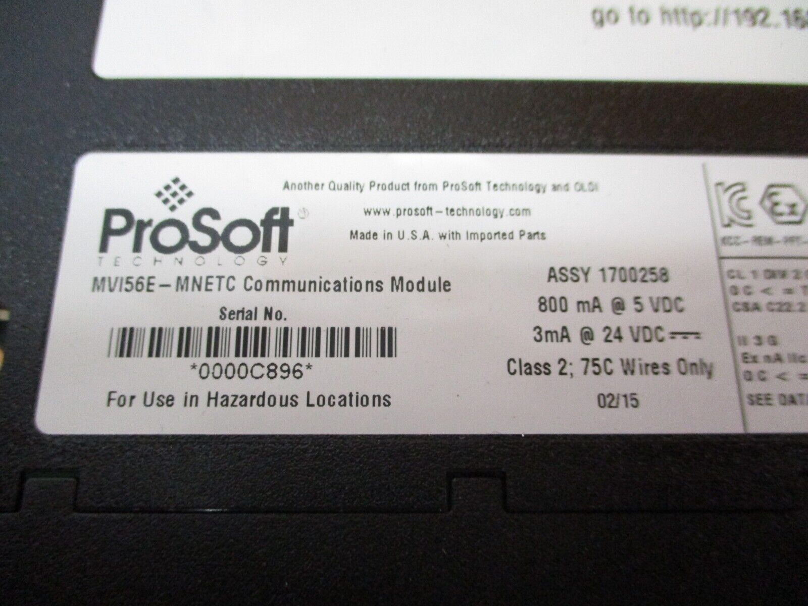 ProSoft Communication Module MVI56E-MNETC Used