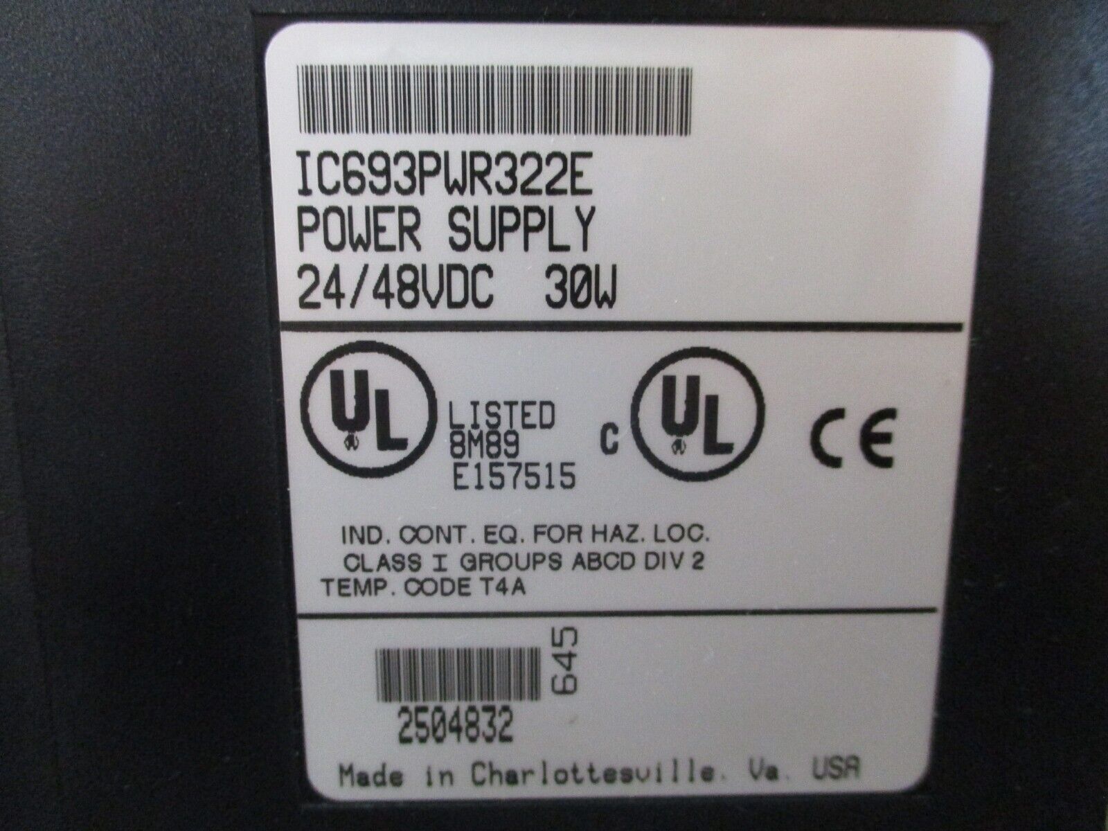 GE Fanuc Power Supply Module IC693PWR322E 24/48VDC 30W Used