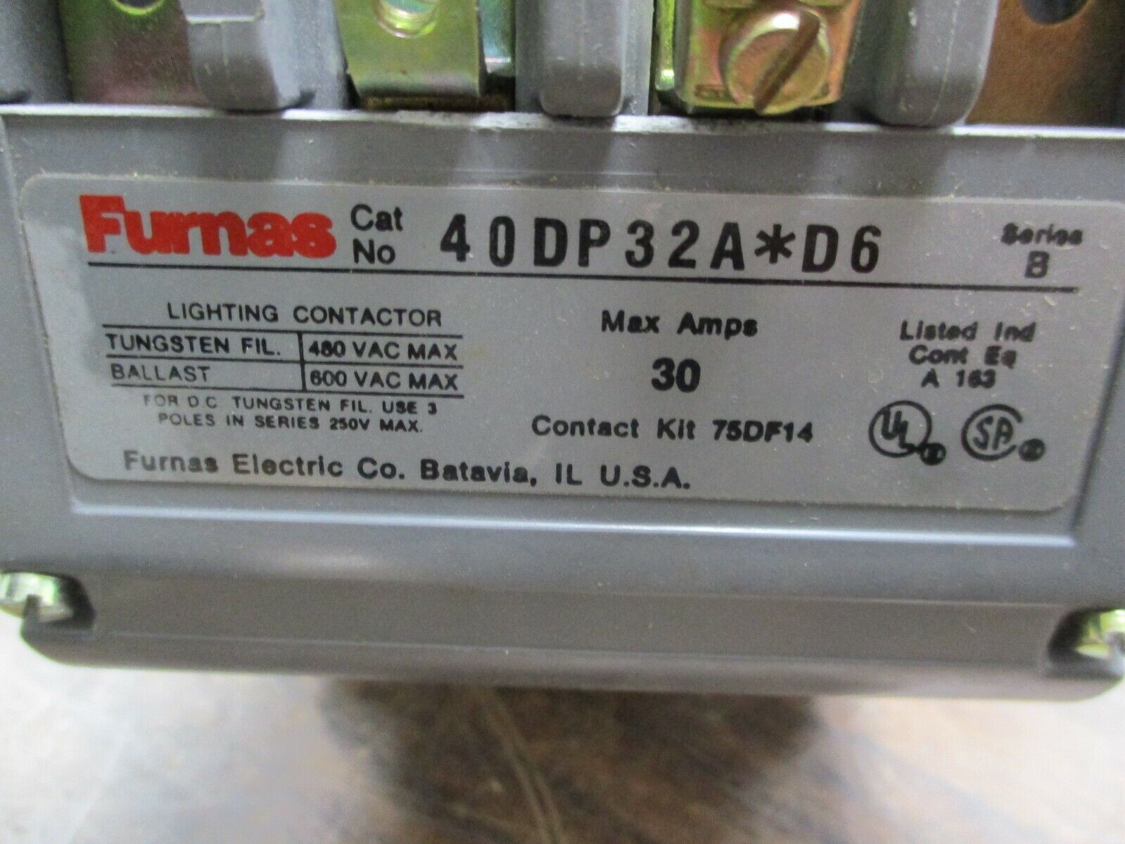 Furnas Lighting Contactor 40DP32A*D6 Dual Voltage Coil: 110-120V / 220-240V Used