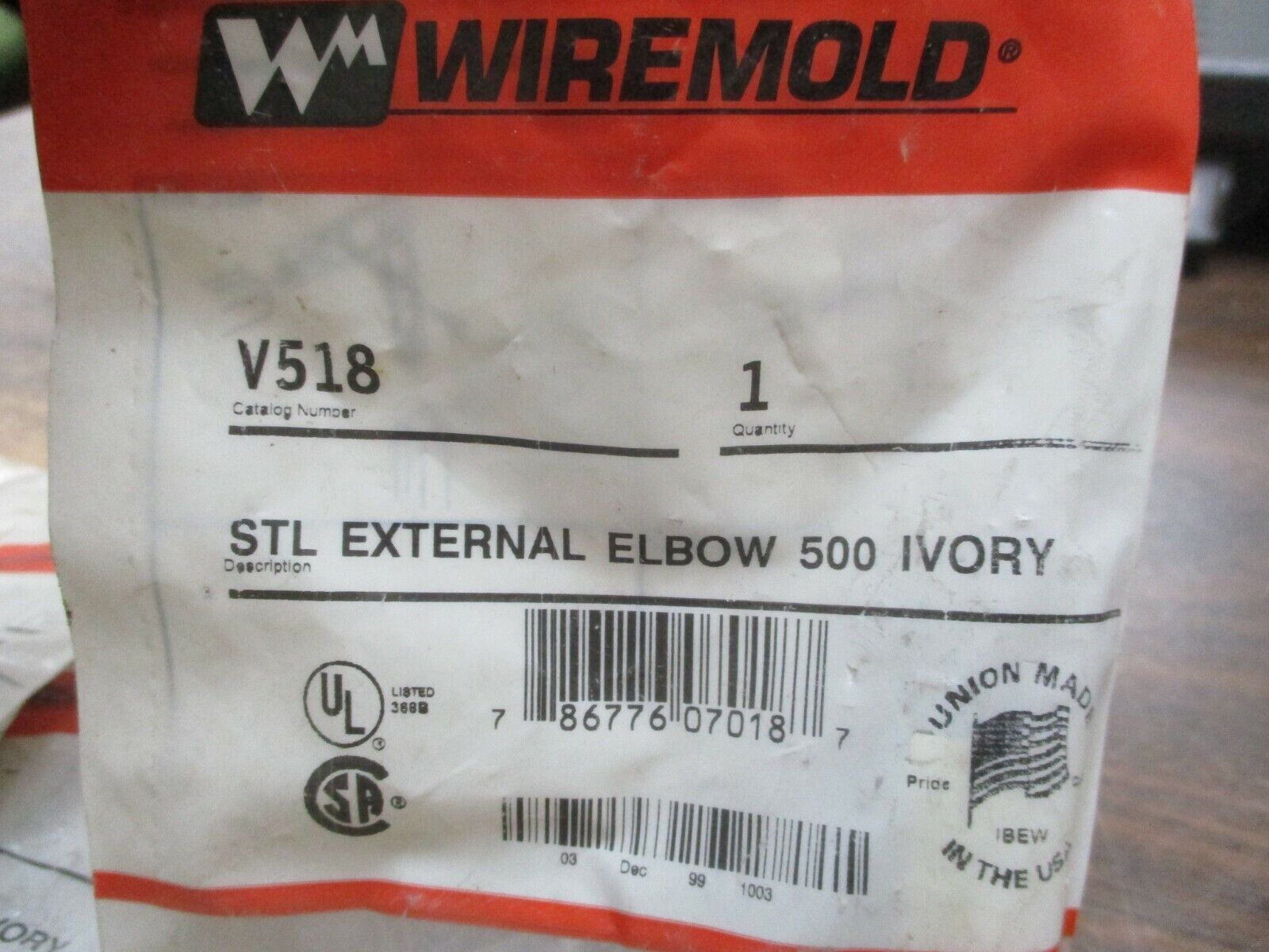 Wiremold Raceway External Elbow V518 Ivory *Lot of 10* New Surplus