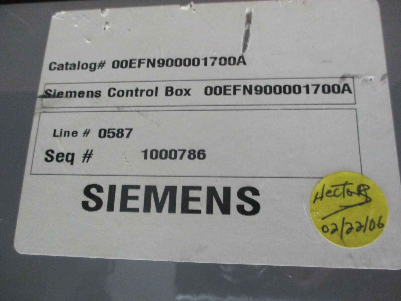 Siemens Control Box 00EFN900001700A 500VA 50/60Hz *No Box* New Surplus
