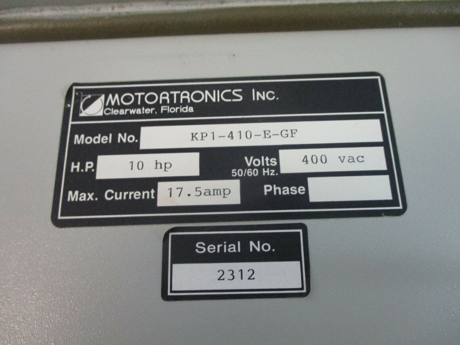 Motortronics AC Drive KP1-410-E-GF 10HP 400V 17.5A Nema 4X Used